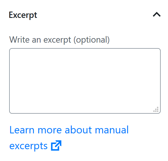 A screen capture showing how to set a blog post excerpt