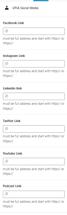 UTIA Social Media Block Options