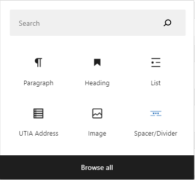 Selecting UTIA Address block