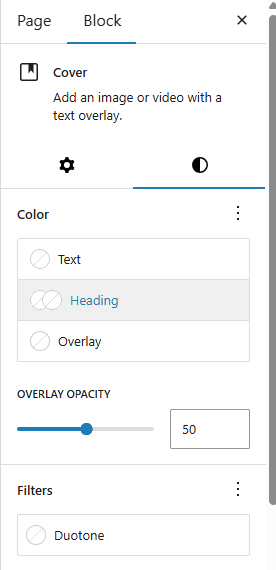 Options for Cover Block