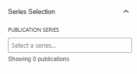 Screenshot of portion of block editor showing selection of a series of resources