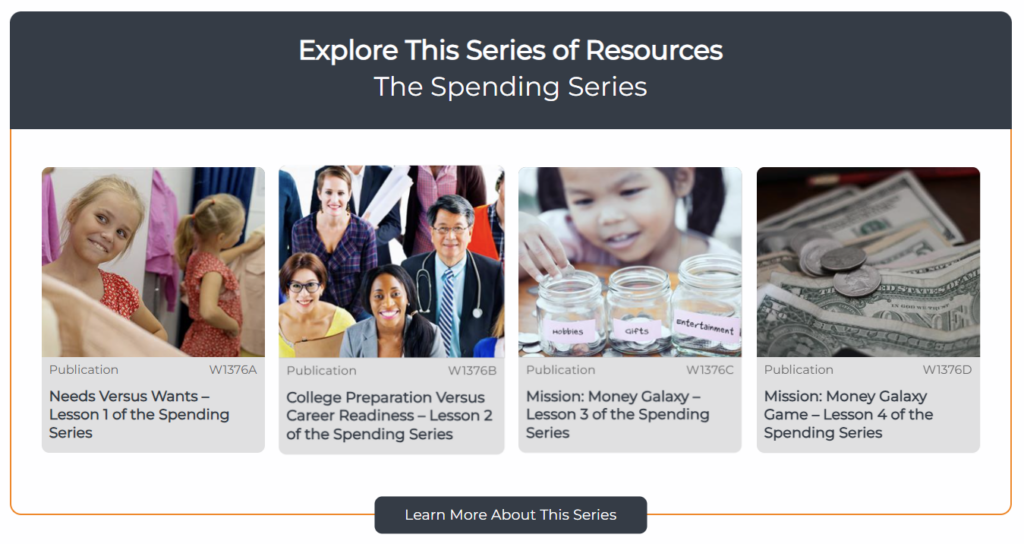 Explore This Series of Resources: The Spending Series - Example of the UTIA Resources - Series Block